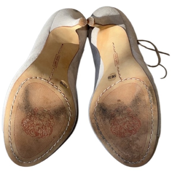 Vince Camuto Sandria lace up open toe & zipper back heels leather upper & soles - Picture 4 of 7